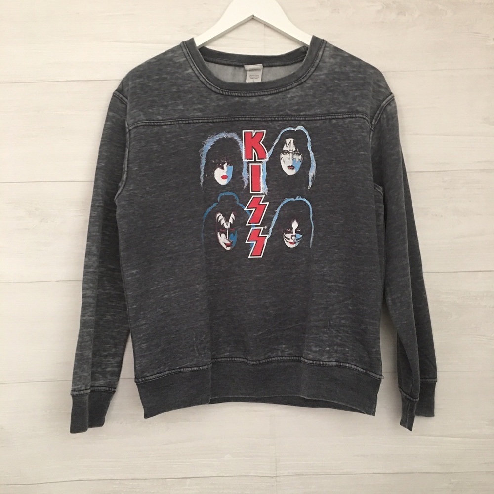 KISS Band Distressed Sweatshirt, Size L